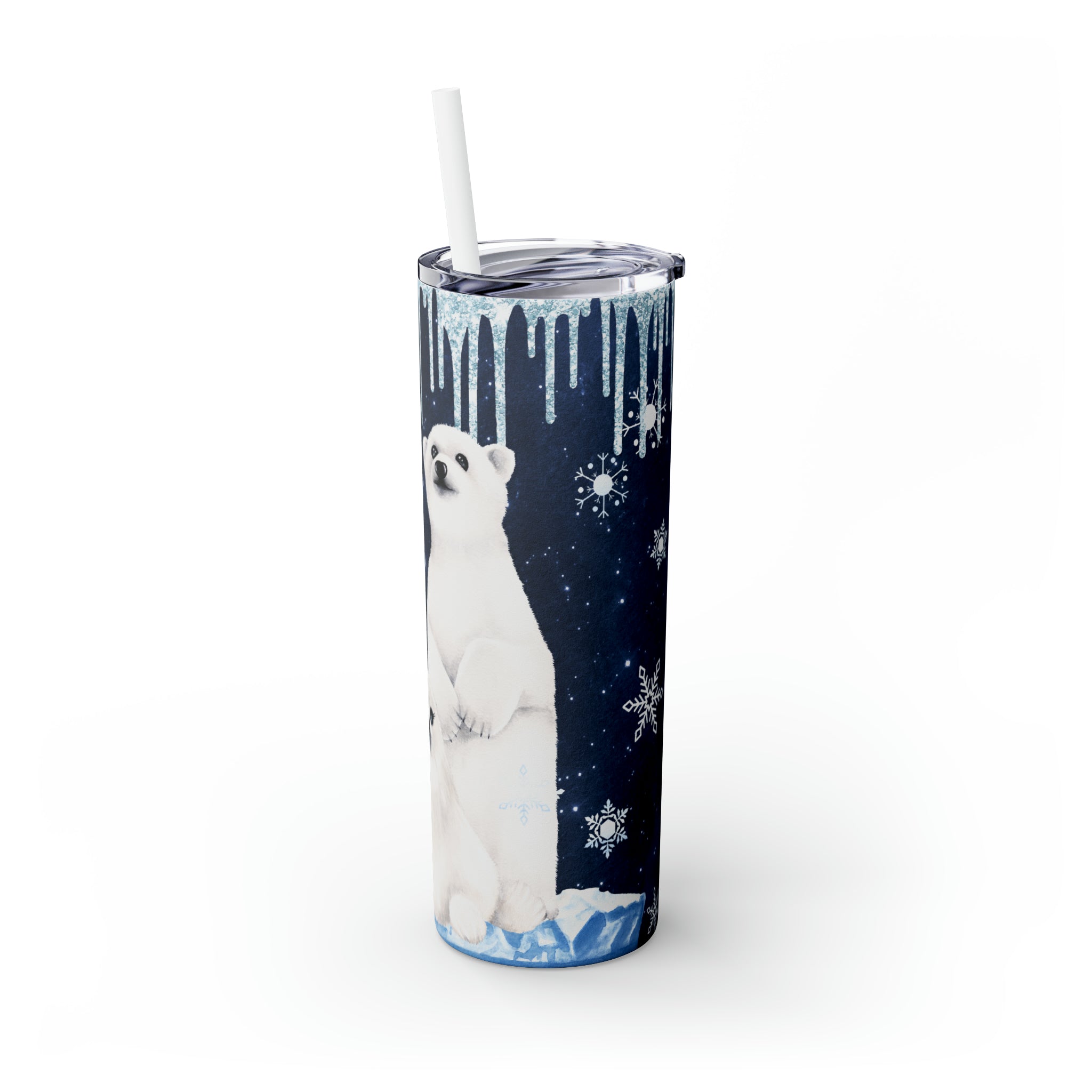 Winter Animal Skinny Steel Tumbler with Straw, 20oz Winter Animal Skinny Steel Tumbler with Straw, 20oz