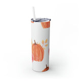 Pumpkin Pattern Skinny Steel Tumbler with Straw, 20oz Pumpkin Pattern Skinny Steel Tumbler with Straw, 20oz