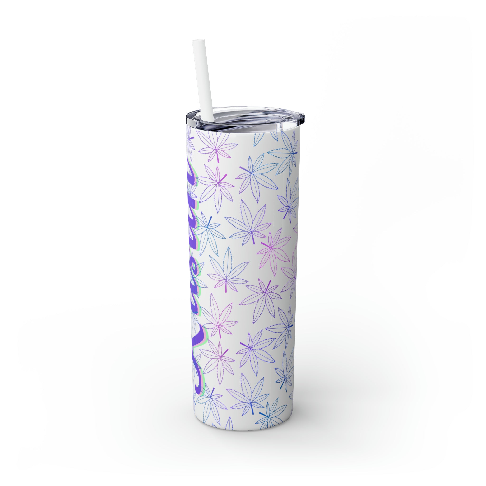 Cannabis Personalized Skinny Steel Tumbler with Straw, 20oz Cannabis Personalized Skinny Steel Tumbler with Straw, 20oz
