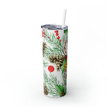 Christmas Pattern Vintage Skinny Steel Tumbler with Straw, 20oz Christmas Pattern Vintage Skinny Steel Tumbler with Straw, 20oz