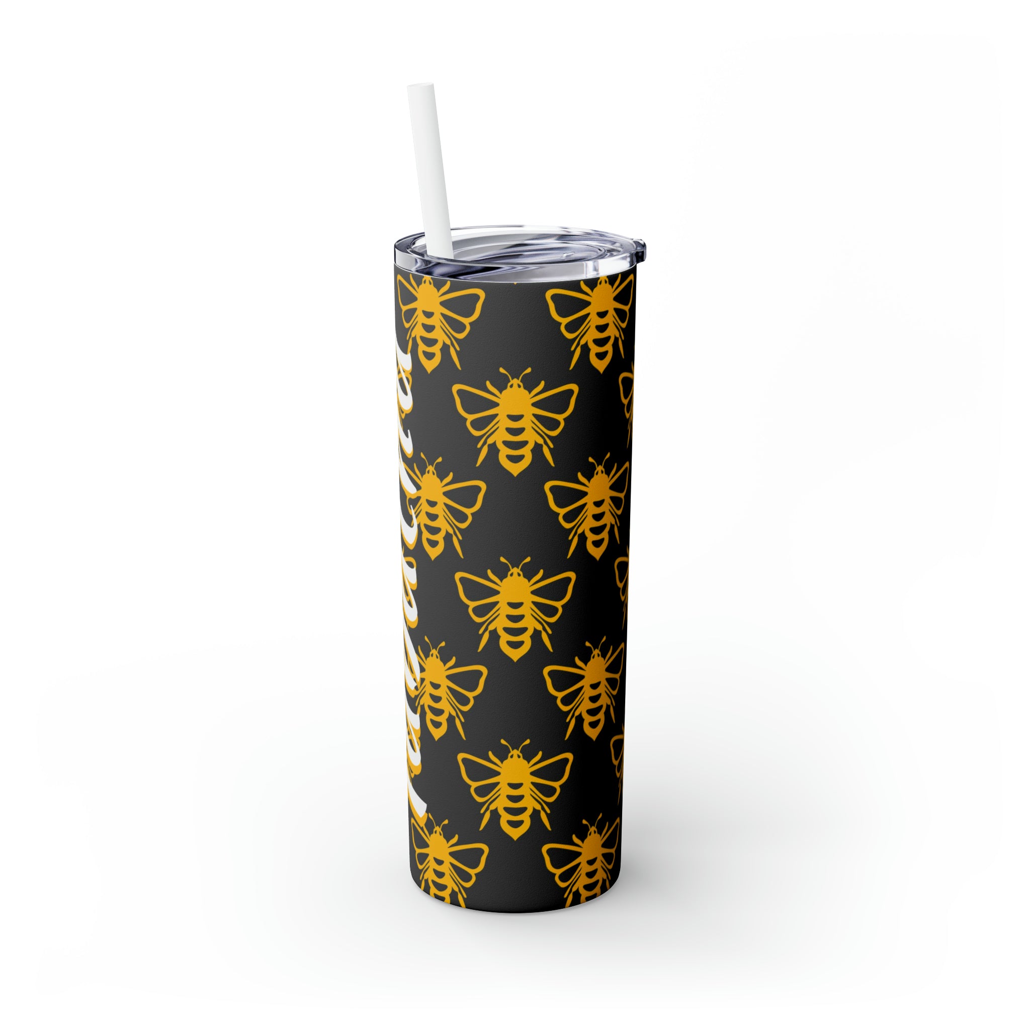 Bees Personalized Skinny Steel Tumbler with Straw, 20oz Bees Personalized Skinny Steel Tumbler with Straw, 20oz