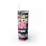 Skulls Floral Skinny Steel Tumbler with Straw, 20oz Skulls Floral Skinny Steel Tumbler with Straw, 20oz