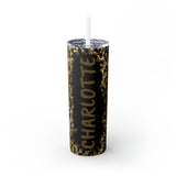 Leopard Personalized Skinny Steel Tumbler with Straw, 20oz Leopard Personalized Skinny Steel Tumbler with Straw, 20oz