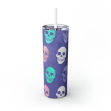 Skulls Personalized Skinny Steel Tumbler with Straw, 20oz Skulls Personalized Skinny Steel Tumbler with Straw, 20oz