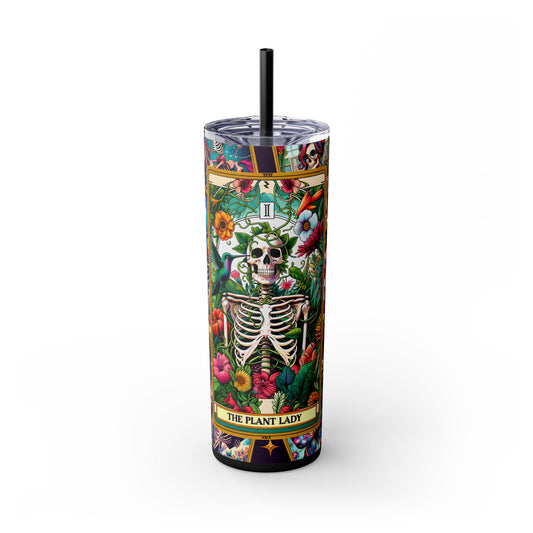 The Plant Lady 2 Skinny Steel Tumbler with Straw, 20oz