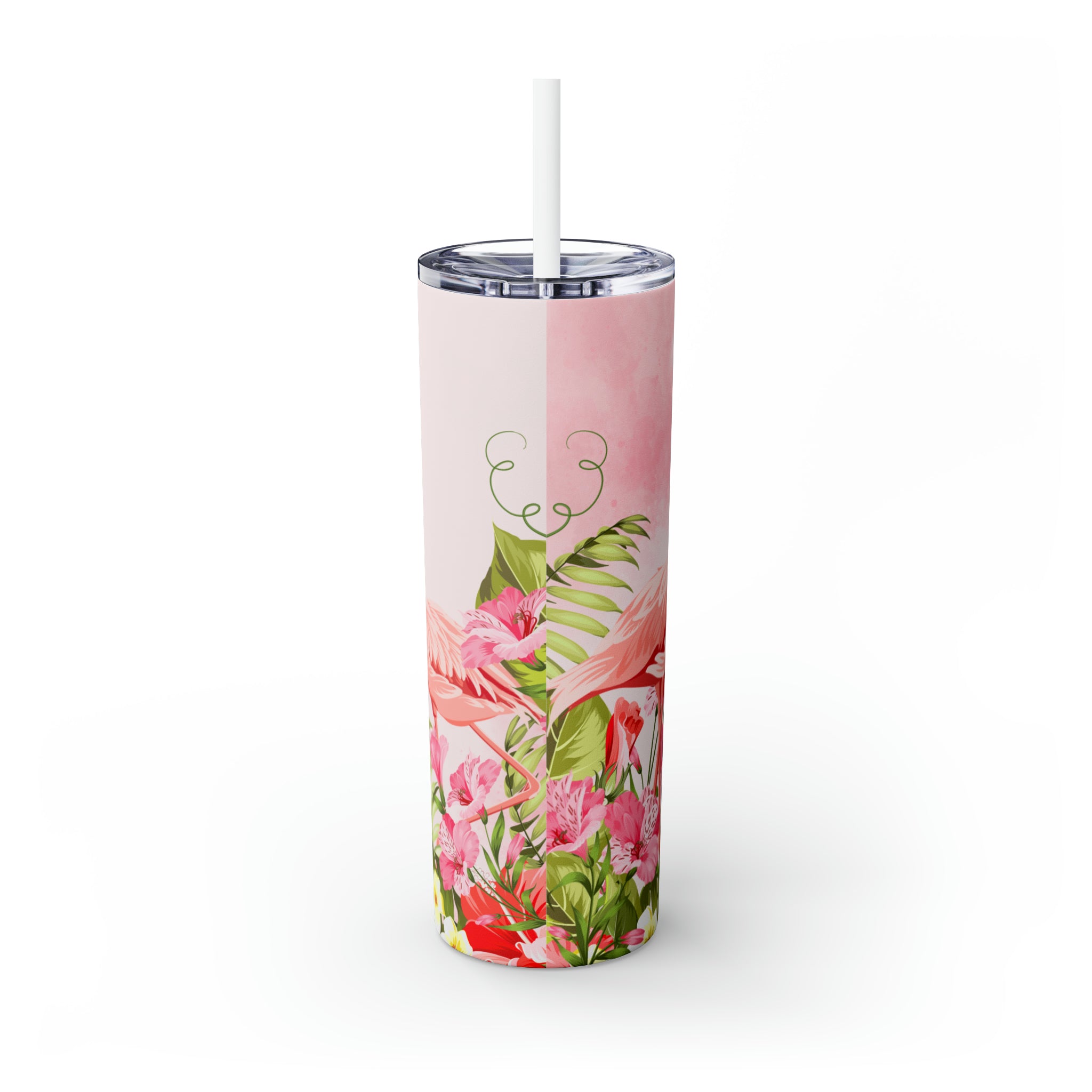 Flamingo Personalized Skinny Steel Tumbler with Straw, 20oz Flamingo Personalized Skinny Steel Tumbler with Straw, 20oz
