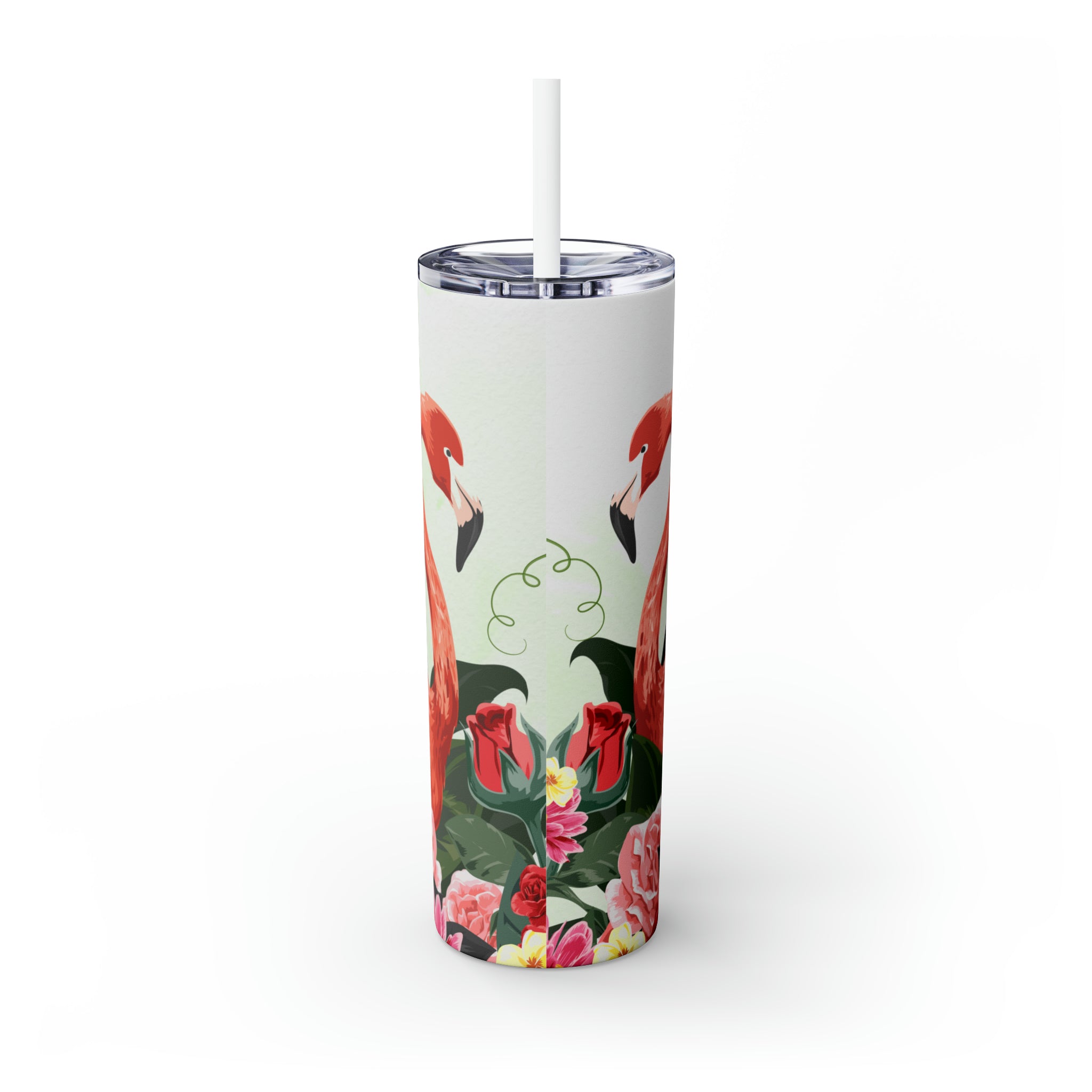 Flamingo Personalized Skinny Steel Tumbler with Straw, 20oz Flamingo Personalized Skinny Steel Tumbler with Straw, 20oz