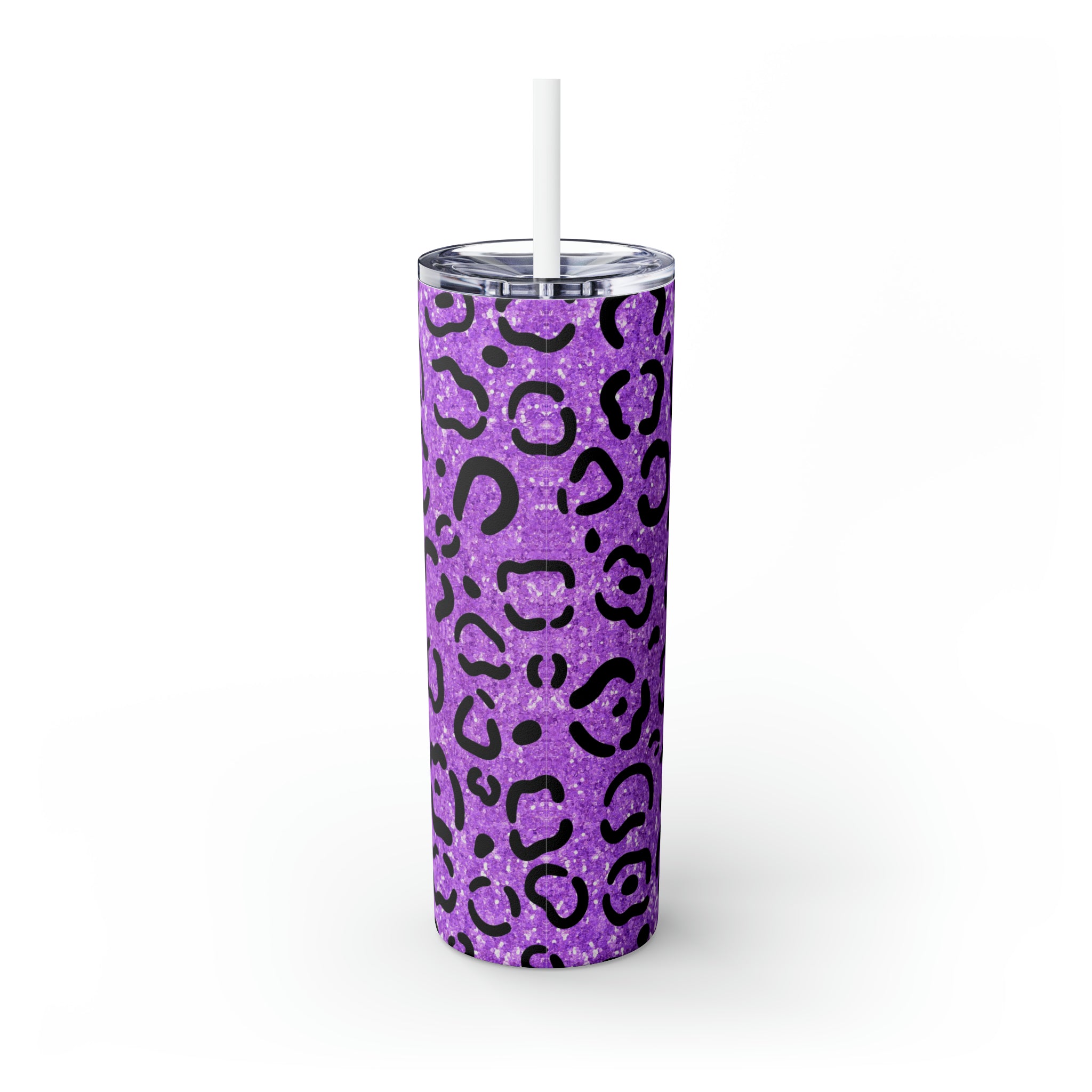 Leopard Personalized Skinny Steel Tumbler with Straw, 20oz Leopard Personalized Skinny Steel Tumbler with Straw, 20oz