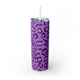 Leopard Personalized Skinny Steel Tumbler with Straw, 20oz Leopard Personalized Skinny Steel Tumbler with Straw, 20oz