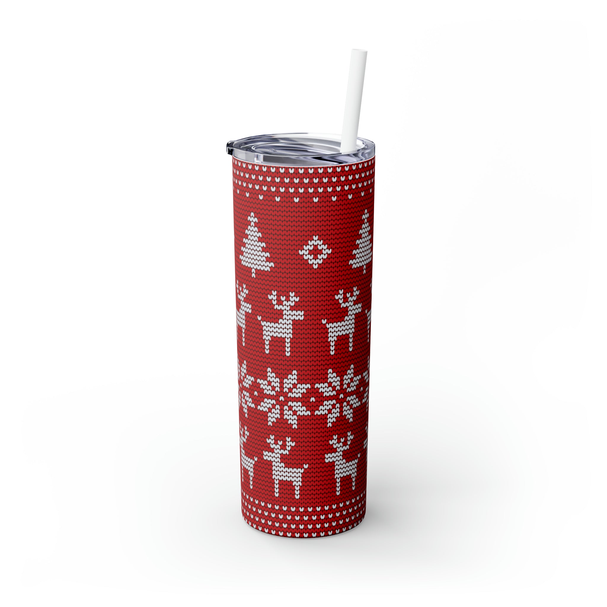 Reindeer Sweater Skinny Steel Tumbler with Straw, 20oz Reindeer Sweater Skinny Steel Tumbler with Straw, 20oz