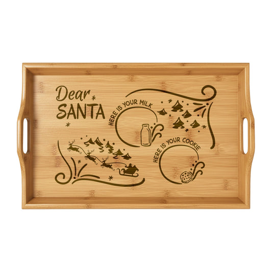 Dear Santa Engraved Bamboo Serving Tray