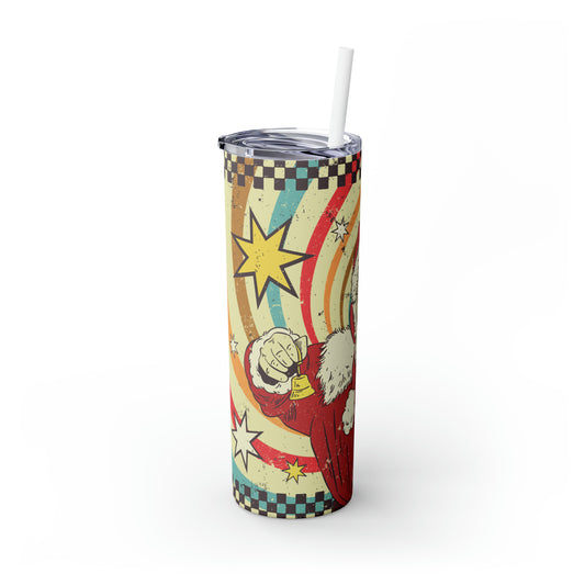 Retro Christmas Straight Skinny Steel Tumbler with Straw, 20oz
