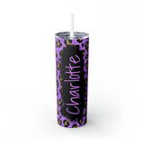 Leopard Personalized Skinny Steel Tumbler with Straw, 20oz Leopard Personalized Skinny Steel Tumbler with Straw, 20oz