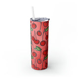Cherries Personalized Skinny Steel Tumbler with Straw, 20oz Cherries Personalized Skinny Steel Tumbler with Straw, 20oz