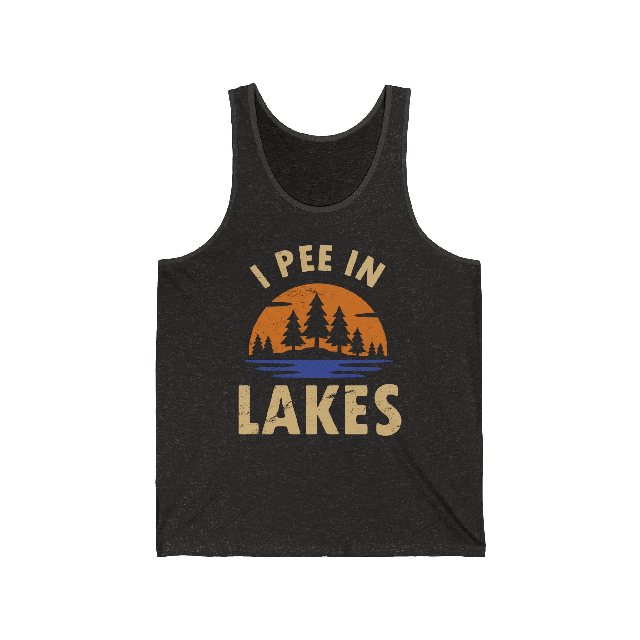 Basic Tank Top - Unisex - I Pee In Lakes Retro Sun Basic Tank Top - Unisex - I Pee In Lakes Retro Sun