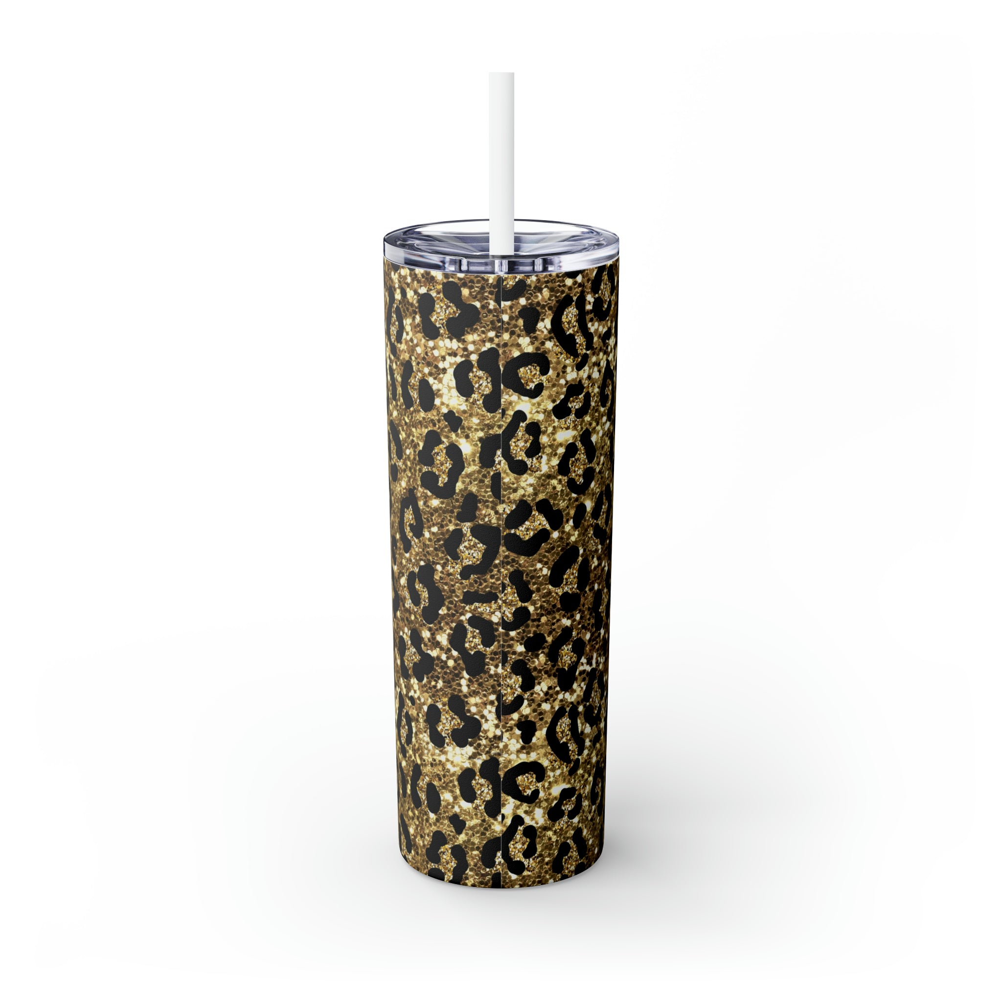 Leopard Personalized Skinny Steel Tumbler with Straw, 20oz Leopard Personalized Skinny Steel Tumbler with Straw, 20oz