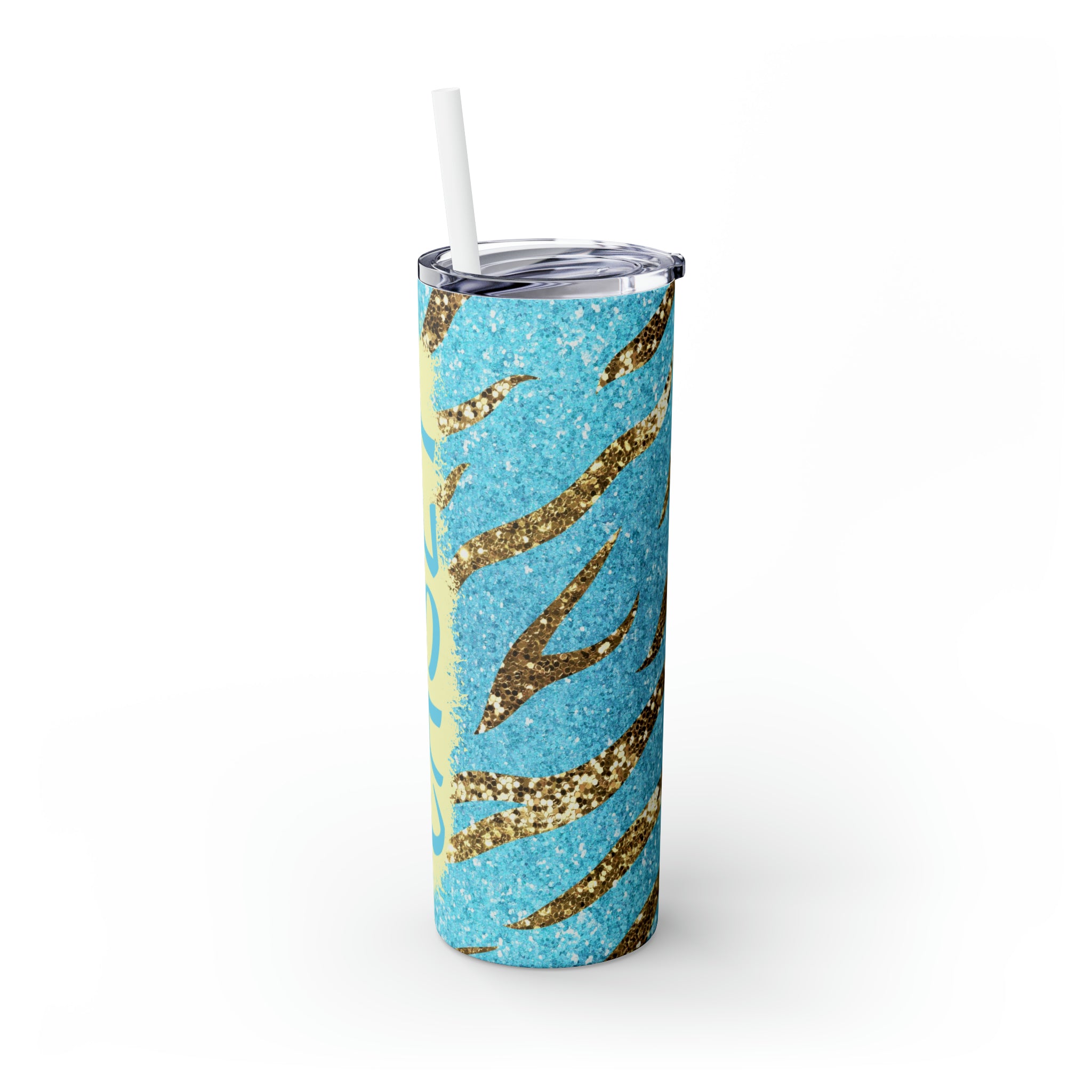 Zebra Personalized Skinny Steel Tumbler with Straw, 20oz Zebra Personalized Skinny Steel Tumbler with Straw, 20oz