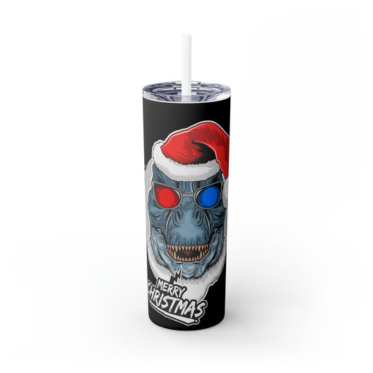 T-Rex Christmas Skinny Steel Tumbler with Straw, 20oz