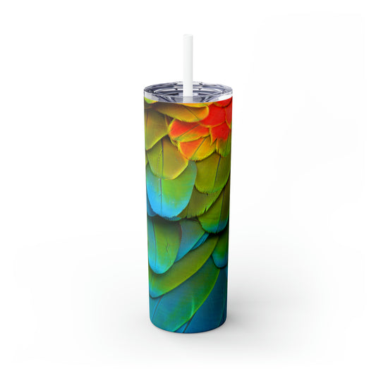 Bird Feathers Skinny Steel Tumbler with Straw, 20oz