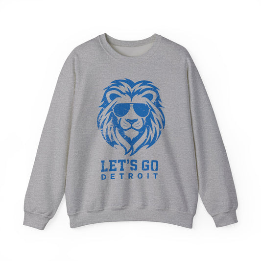 Let's Go Detroit Lion Blue Crewneck Sweatshirt - Unisex