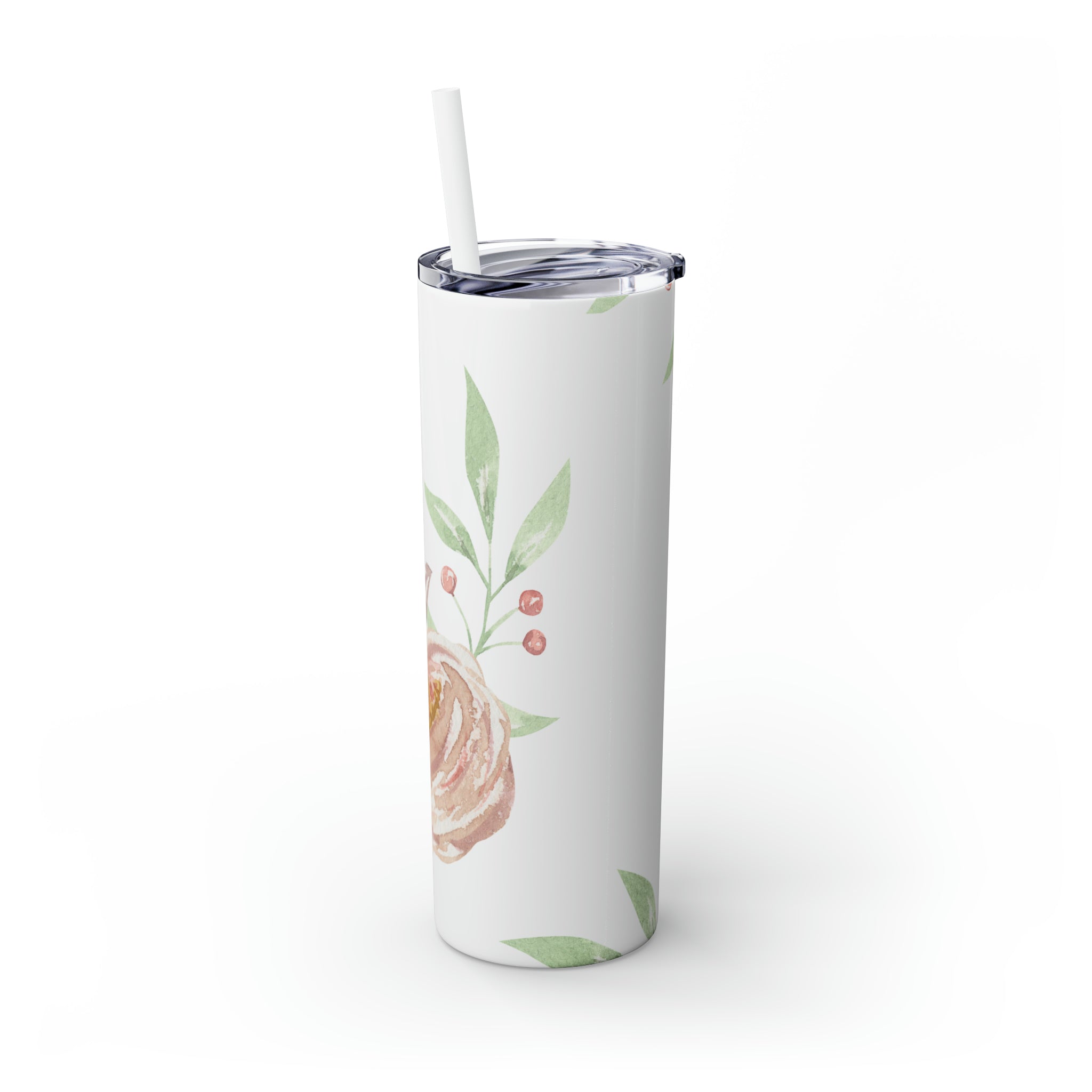 Floral Skinny Steel Tumbler with Straw, 20oz Floral Skinny Steel Tumbler with Straw, 20oz