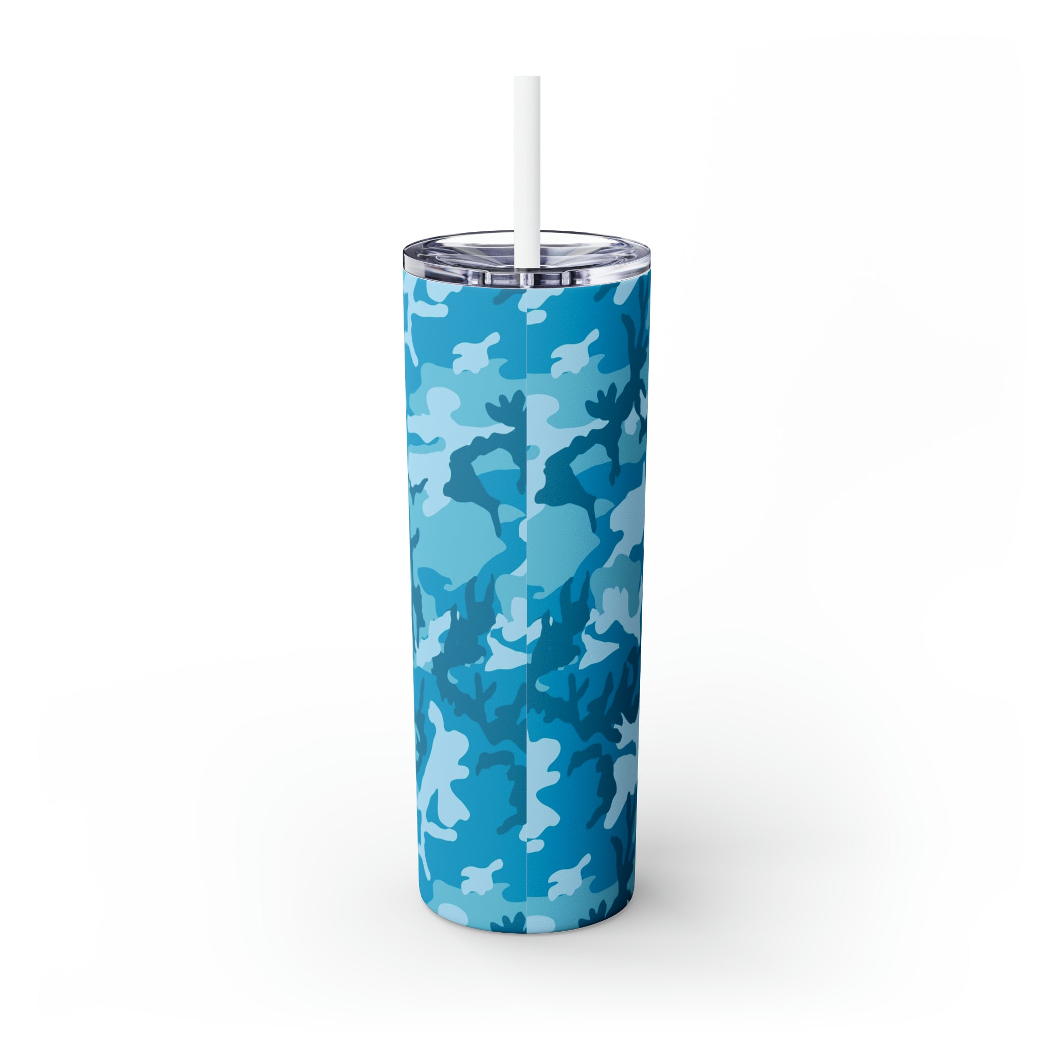 Blue Camo Personalized Skinny Steel Tumbler with Straw, 20oz Blue Camo Personalized Skinny Steel Tumbler with Straw, 20oz
