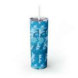 Blue Camo Personalized Skinny Steel Tumbler with Straw, 20oz Blue Camo Personalized Skinny Steel Tumbler with Straw, 20oz