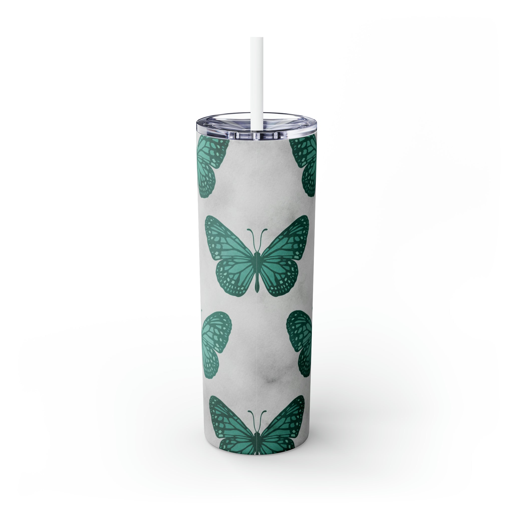 Butterflies Personalized Skinny Steel Tumbler with Straw, 20oz Butterflies Personalized Skinny Steel Tumbler with Straw, 20oz