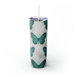 Butterflies Personalized Skinny Steel Tumbler with Straw, 20oz Butterflies Personalized Skinny Steel Tumbler with Straw, 20oz