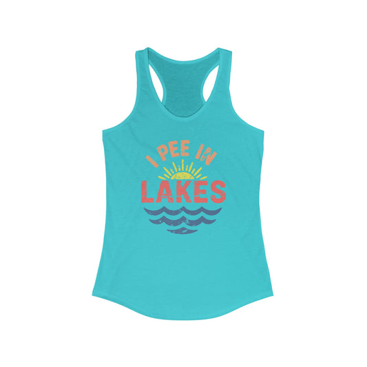 Basic Racerback Tank Top - Women's - I Pee In Lakes Retro Beach Color