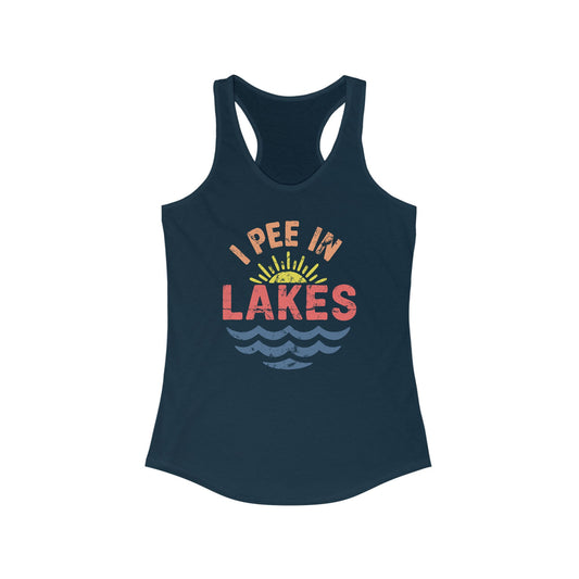 Basic Racerback Tank Top - Women's - I Pee In Lakes Retro Beach Color