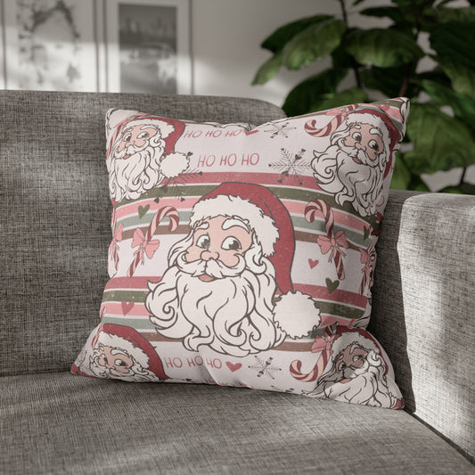 Pink Santa Claus Pattern Square Pillow Case