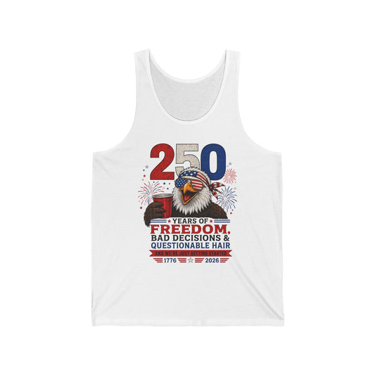 Funny Eagle Questionable Hair 250th Anniversary Patriotic Basic T-Shirt - Unisex