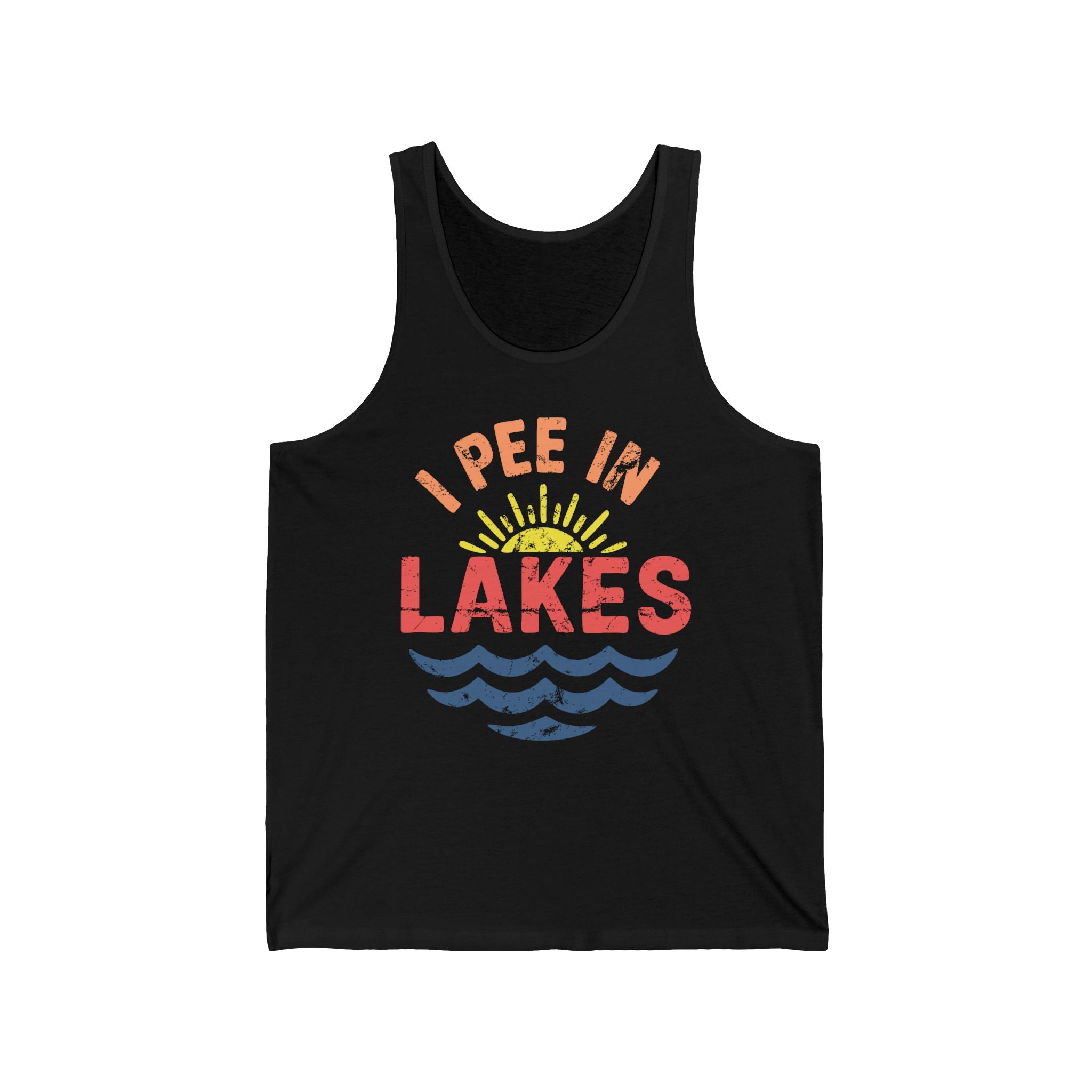 Basic Tank Top - Unisex - I Pee In Lakes Retro Beach Color Basic Tank Top - Unisex - I Pee In Lakes Retro Beach Color