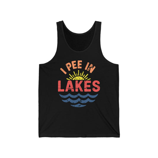 Basic Tank Top - Unisex - I Pee In Lakes Retro Beach Color