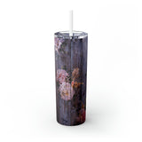 Floral Personalized Skinny Steel Tumbler with Straw, 20oz Floral Personalized Skinny Steel Tumbler with Straw, 20oz