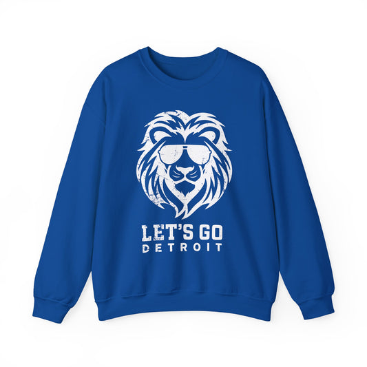 Let's Go Detroit Lion White Crewneck Sweatshirt - Unisex