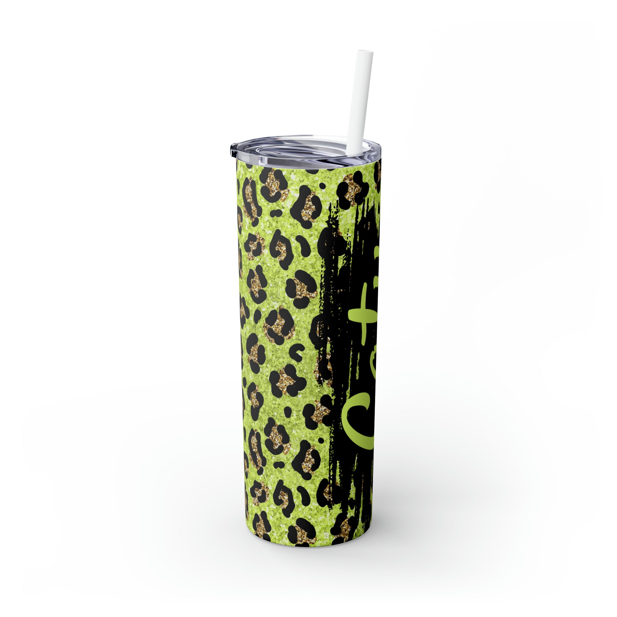 Leopard Personalized Skinny Steel Tumbler with Straw, 20oz Leopard Personalized Skinny Steel Tumbler with Straw, 20oz