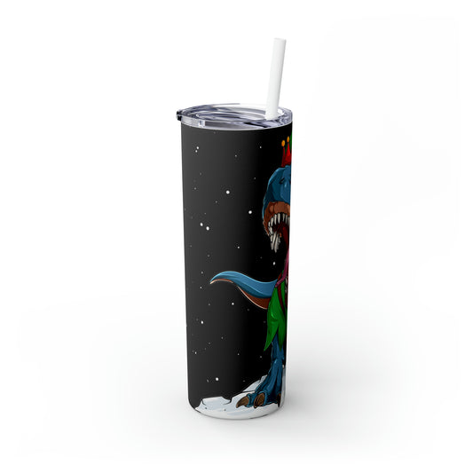 T-Rex Christmas Skinny Steel Tumbler with Straw, 20oz