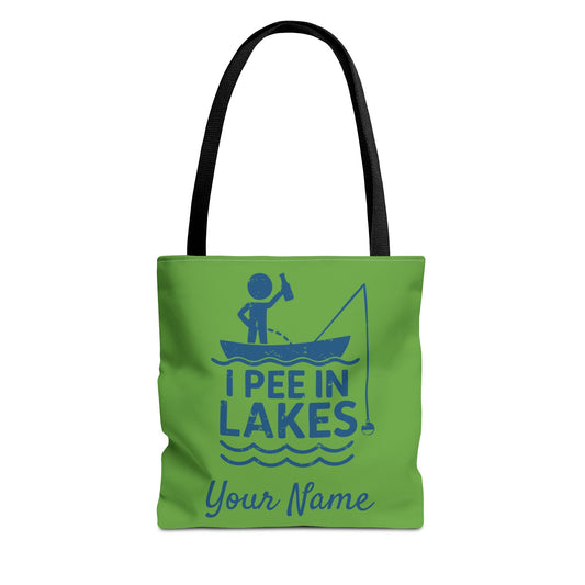 Tote Bag - I Pee In Lakes Stick Guy on Boat