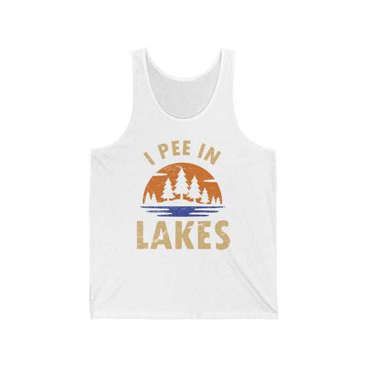 Basic Tank Top - Unisex - I Pee In Lakes Retro Sun