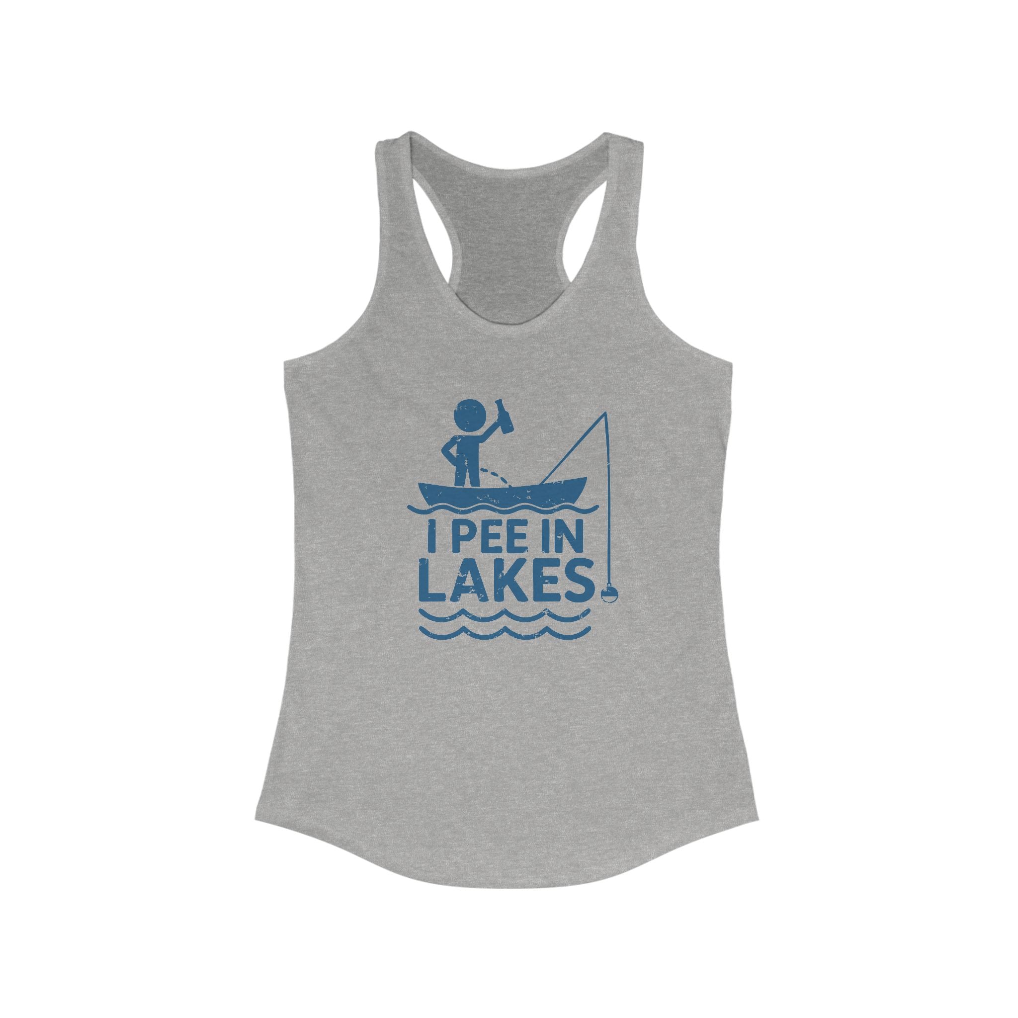 Basic Racerback Tank Top - Women's - I Pee In Lakes Stick Guy on Boat Basic Racerback Tank Top - Women's - I Pee In Lakes Stick Guy on Boat