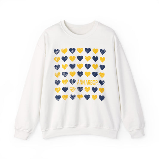 Wolverines Hearts Crewneck Sweatshirt - Unisex