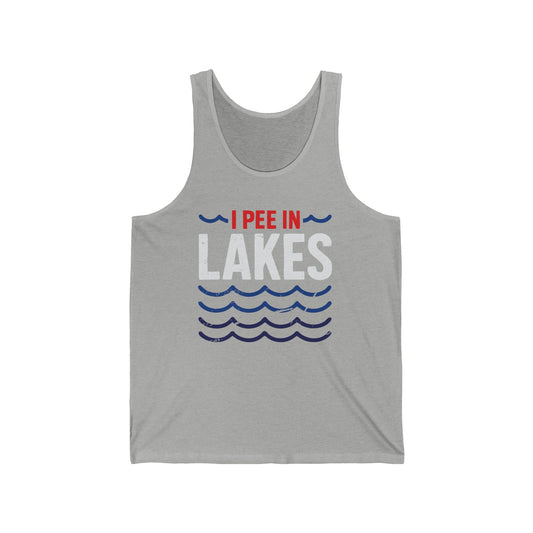 Basic Tank Top - Unisex - I Pee In Lakes Red White & Blue