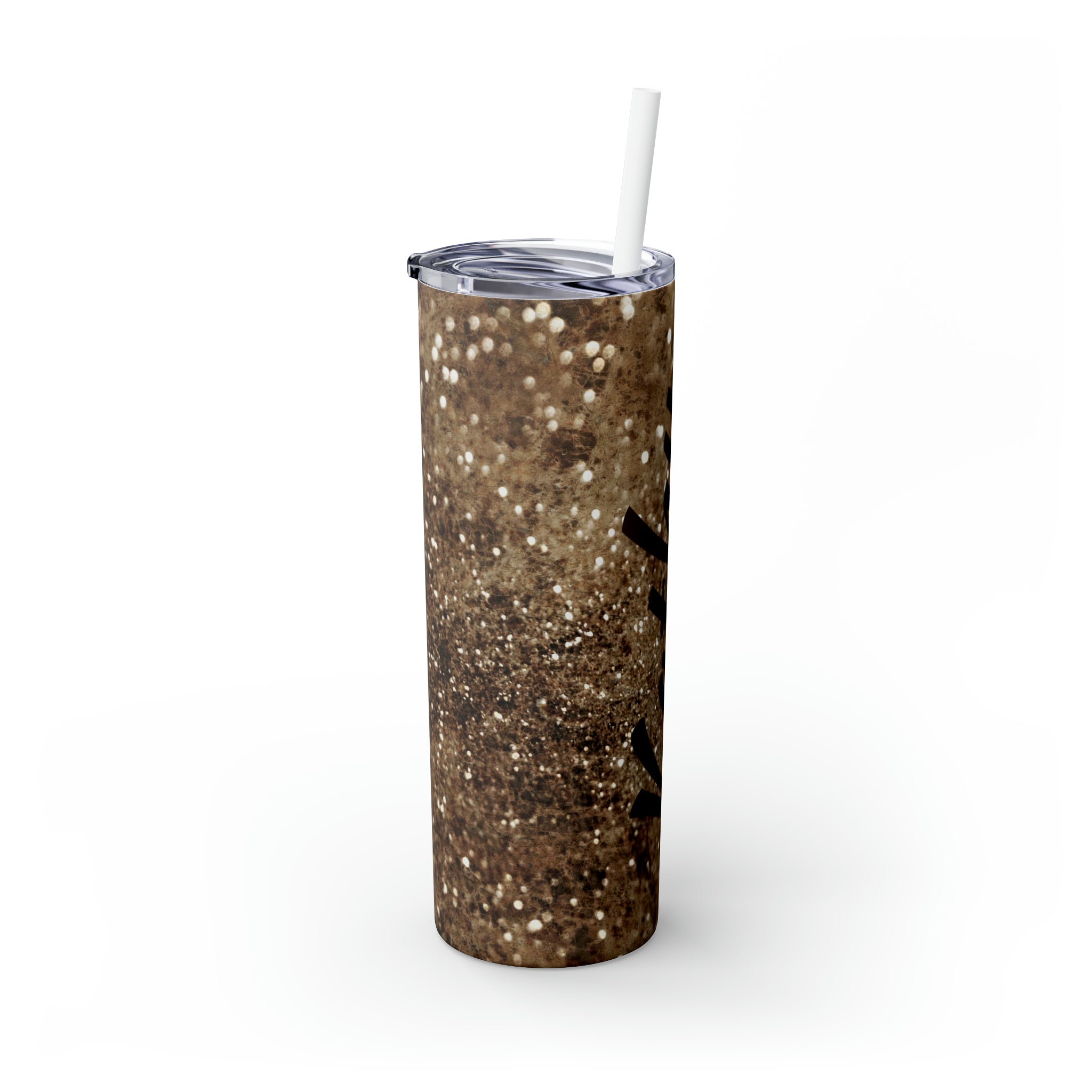 Gold Glitter Personalized Skinny Steel Tumbler with Straw, 20oz Gold Glitter Personalized Skinny Steel Tumbler with Straw, 20oz