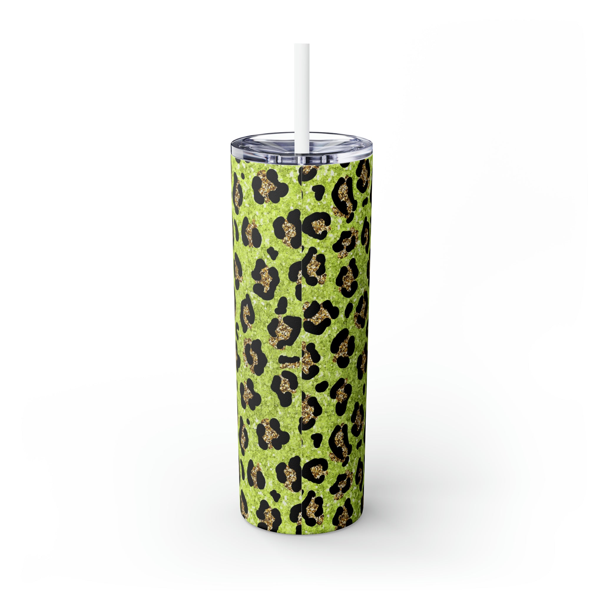 Leopard Personalized Skinny Steel Tumbler with Straw, 20oz Leopard Personalized Skinny Steel Tumbler with Straw, 20oz