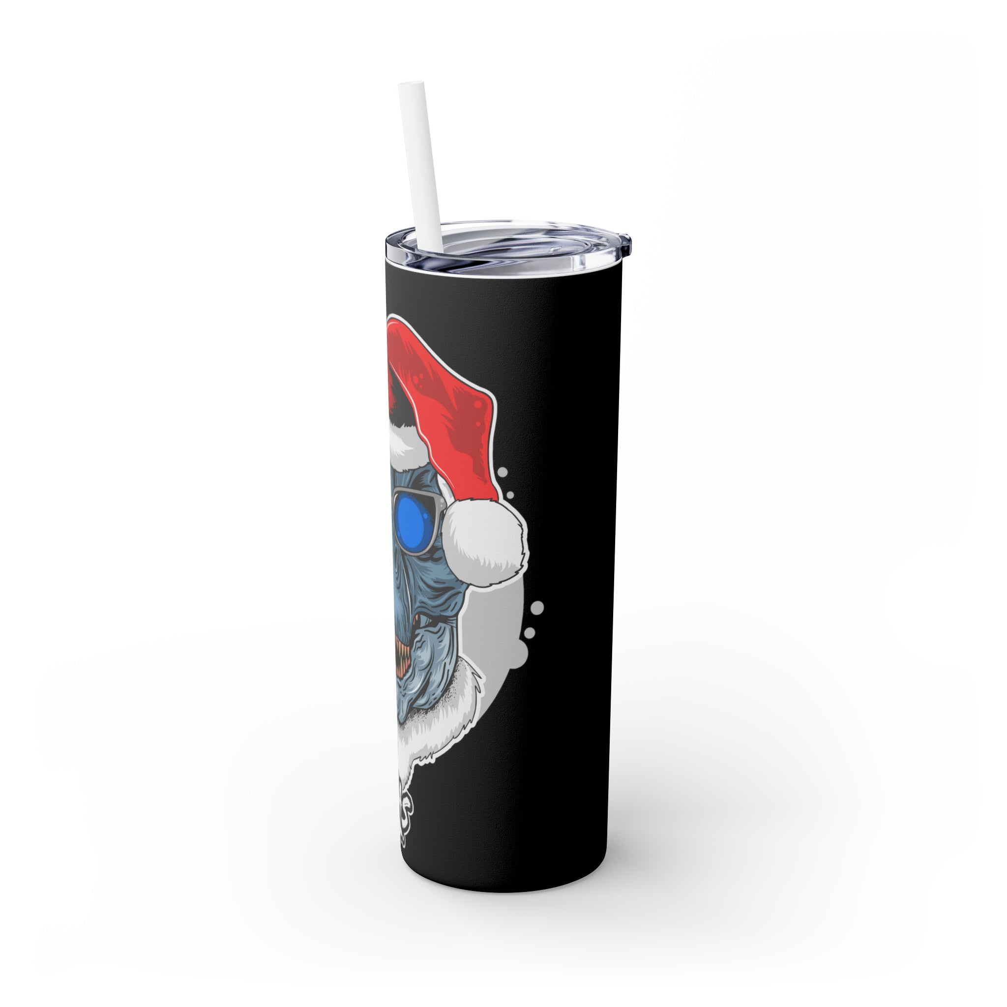 T-Rex Christmas Skinny Steel Tumbler with Straw, 20oz T-Rex Christmas Skinny Steel Tumbler with Straw, 20oz