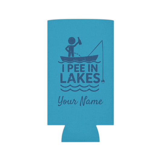 Can Cooler - Skinny - I Pee In Lakes Stick Guy on Boat