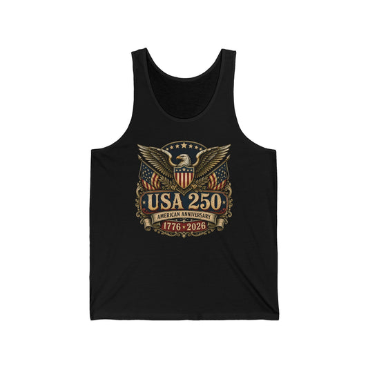 Ornate Eagle Shield USA 250 Anniversary Vintage Americana Basic Tank Top - Unisex