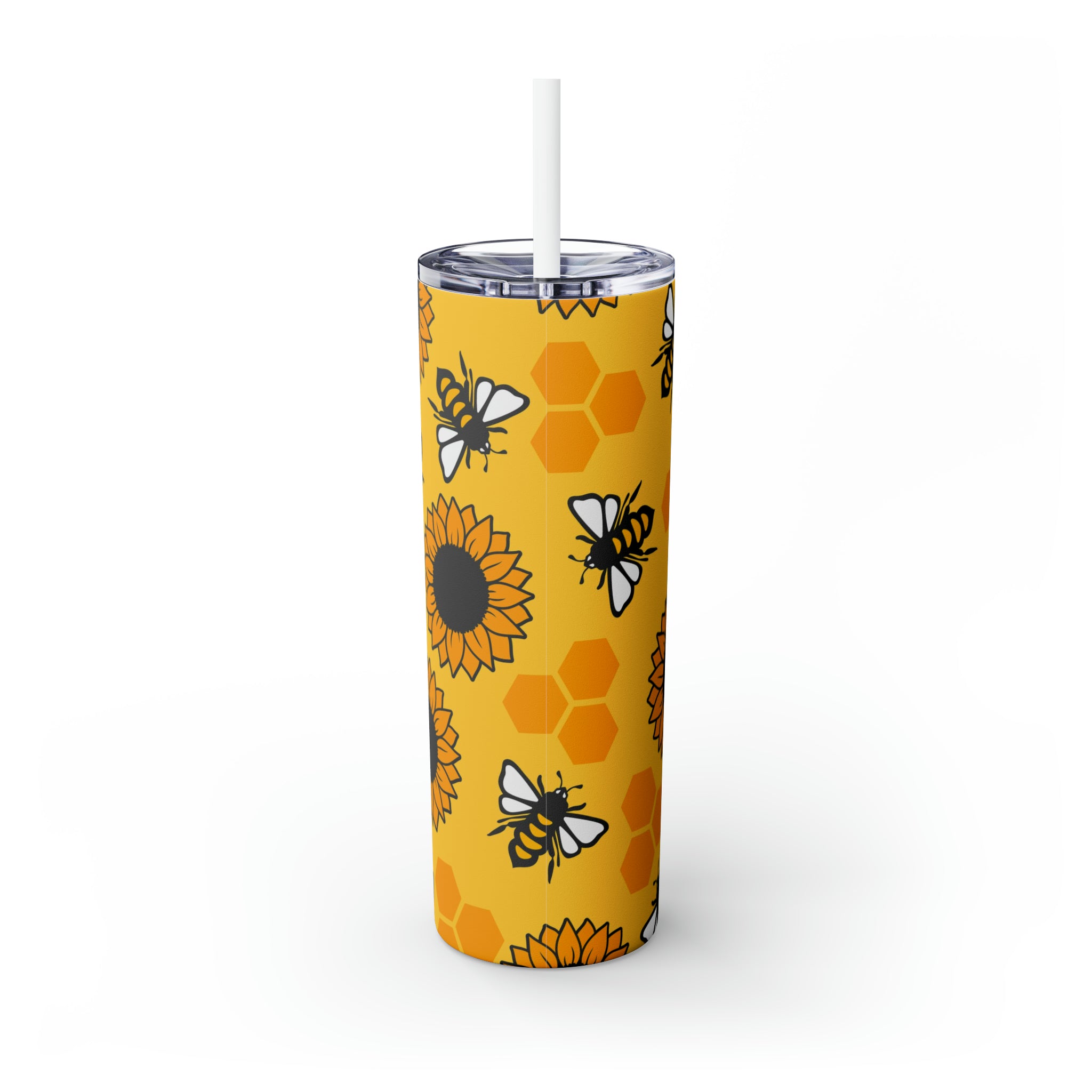 Bees Personalized Skinny Steel Tumbler with Straw, 20oz Bees Personalized Skinny Steel Tumbler with Straw, 20oz